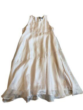 ASM ANNA Cream Colored Dress Flowy Full Sleeveless Layered Size Medium Women's